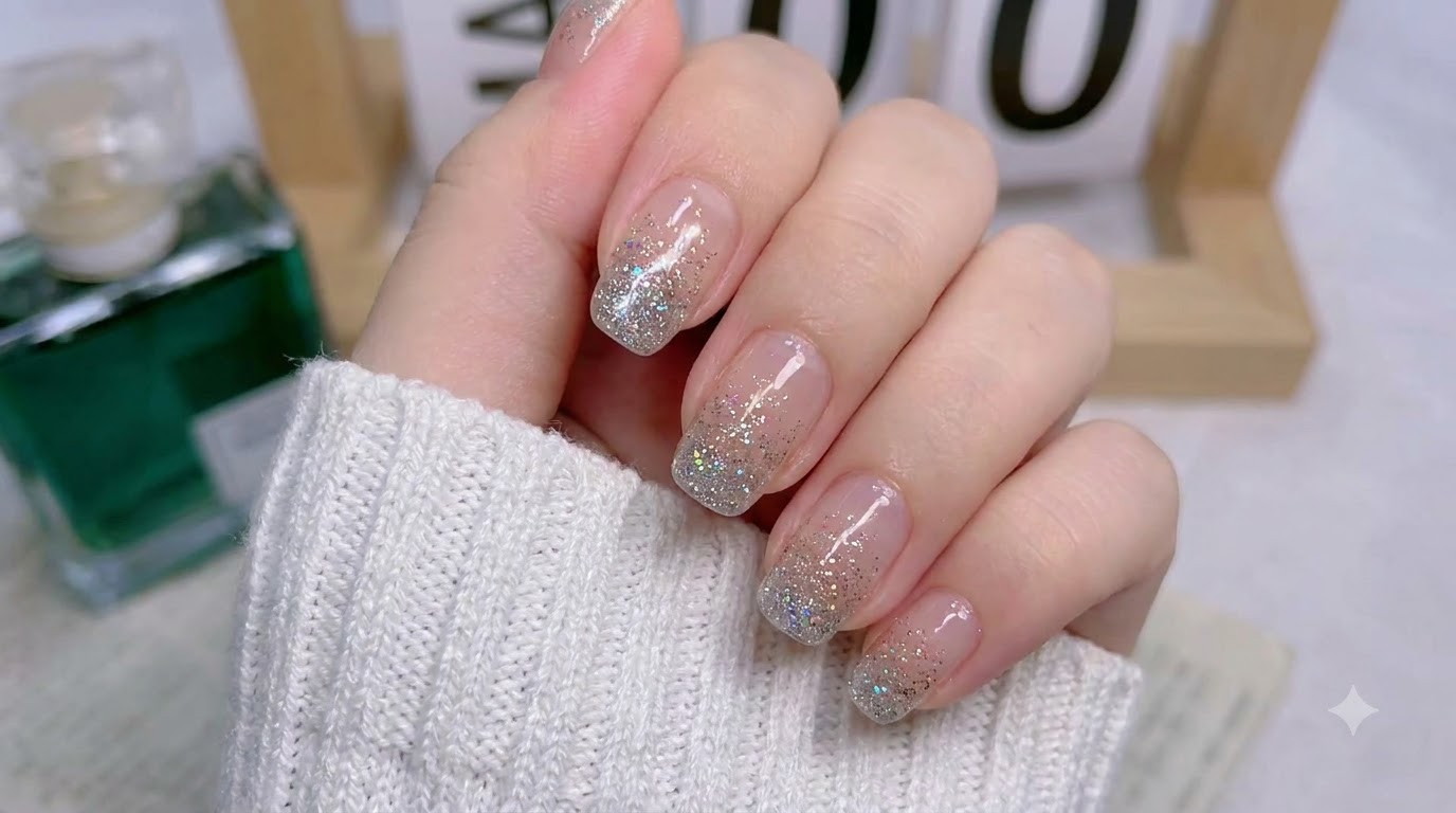Silver Glitter Gradient Press-On Nails — Beginner Application Tutorial