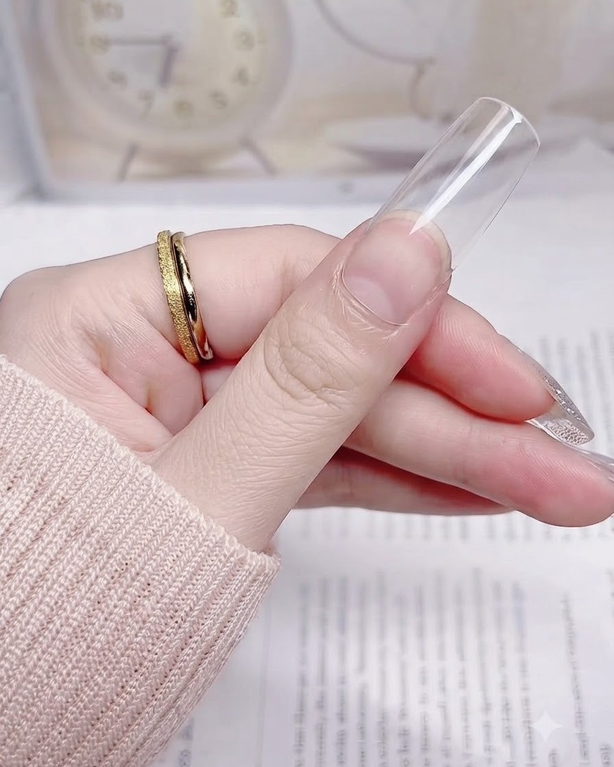 A bare natural fingernail shown before the final smoothing process or during preparation.