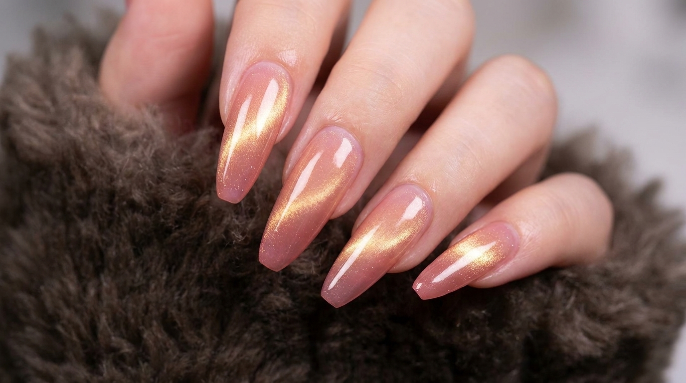 Peach Ombre Cat-Eye Gel Nails — Step-by-Step Tutorial
