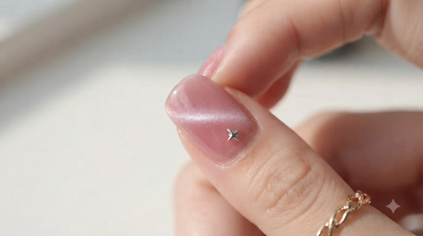 Pink Star Cat Eye Nail Art — Easy Shimmer Gel Tutorial