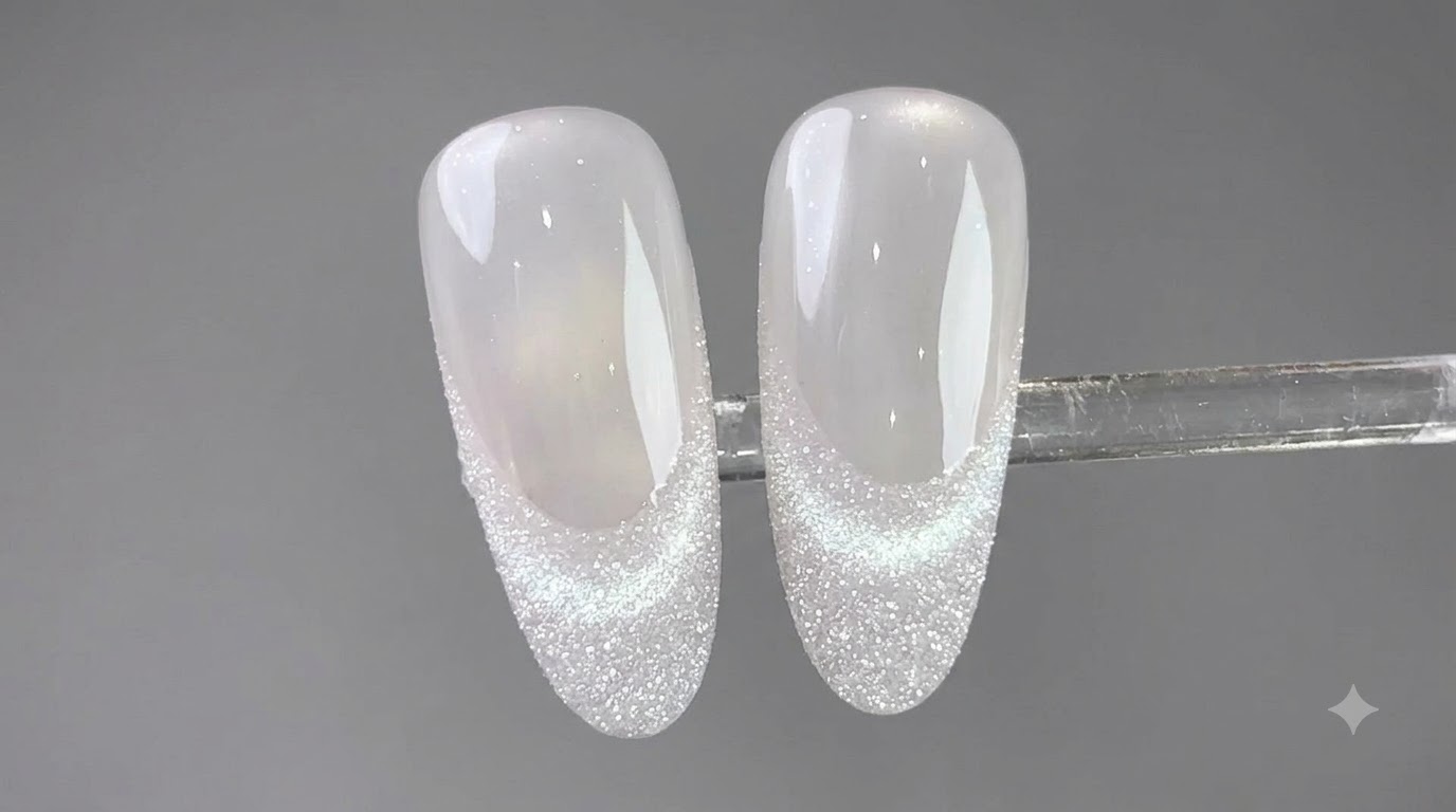 Crystal Glitter Sparkle French Cat Eye Nails — Step-by-Step Tutorial