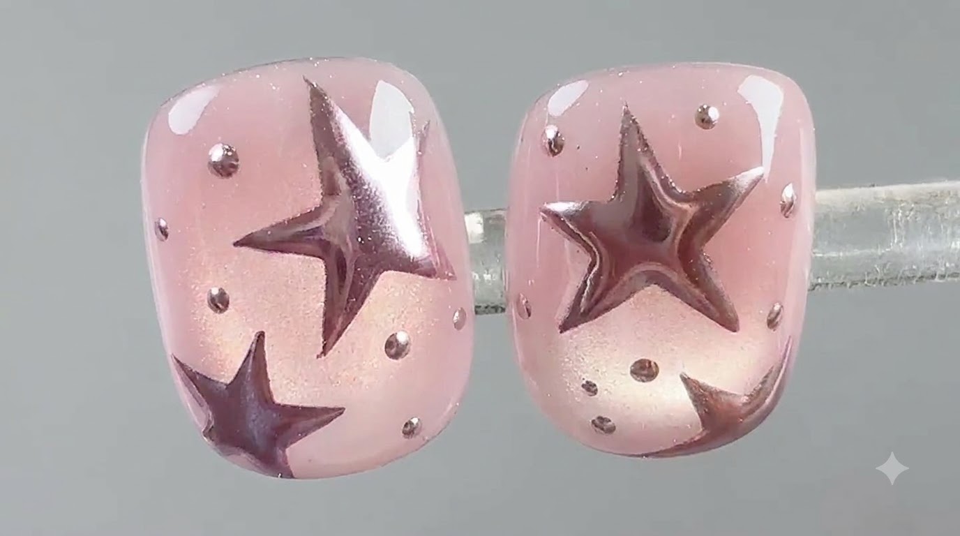 Ins Style Pink Chrome Star Nails — Step-by-Step Tutorial