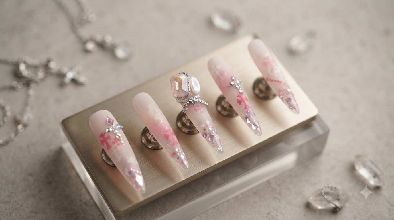 Sweet and Cool Chrome Hearts Nail Art — Step-by-Step Tutorial