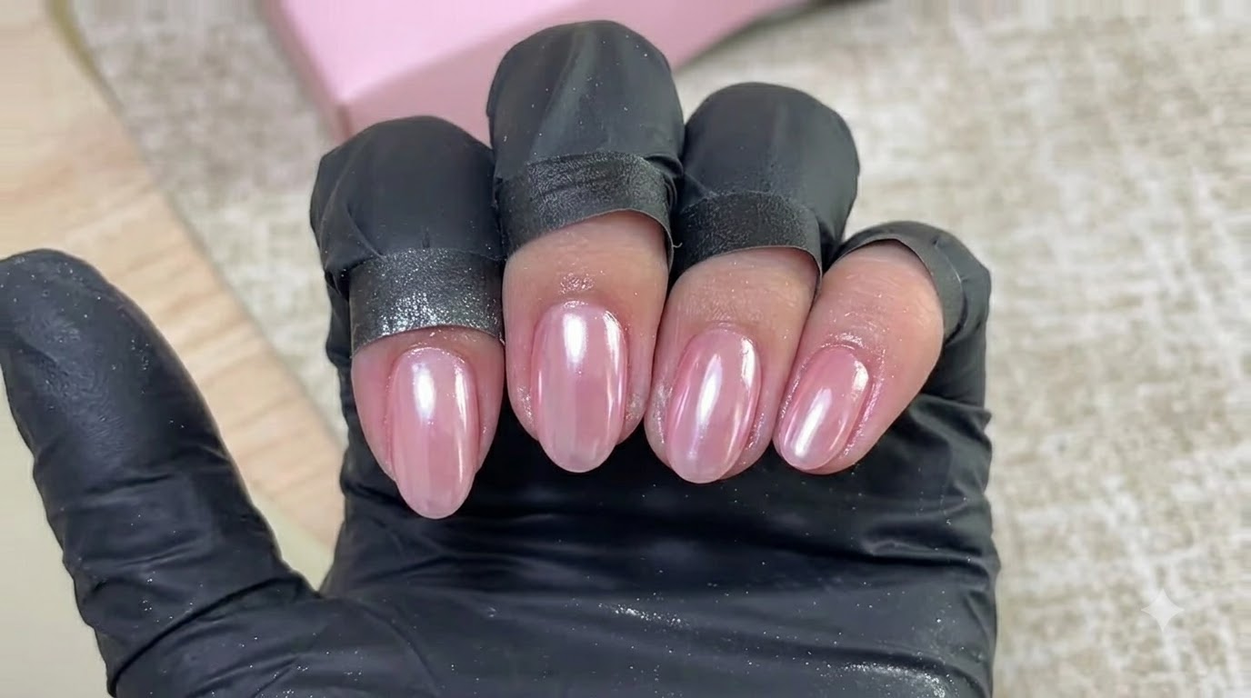 Hailey Bieber Style Pearl Chrome Nails — Step-by-Step Tutorial