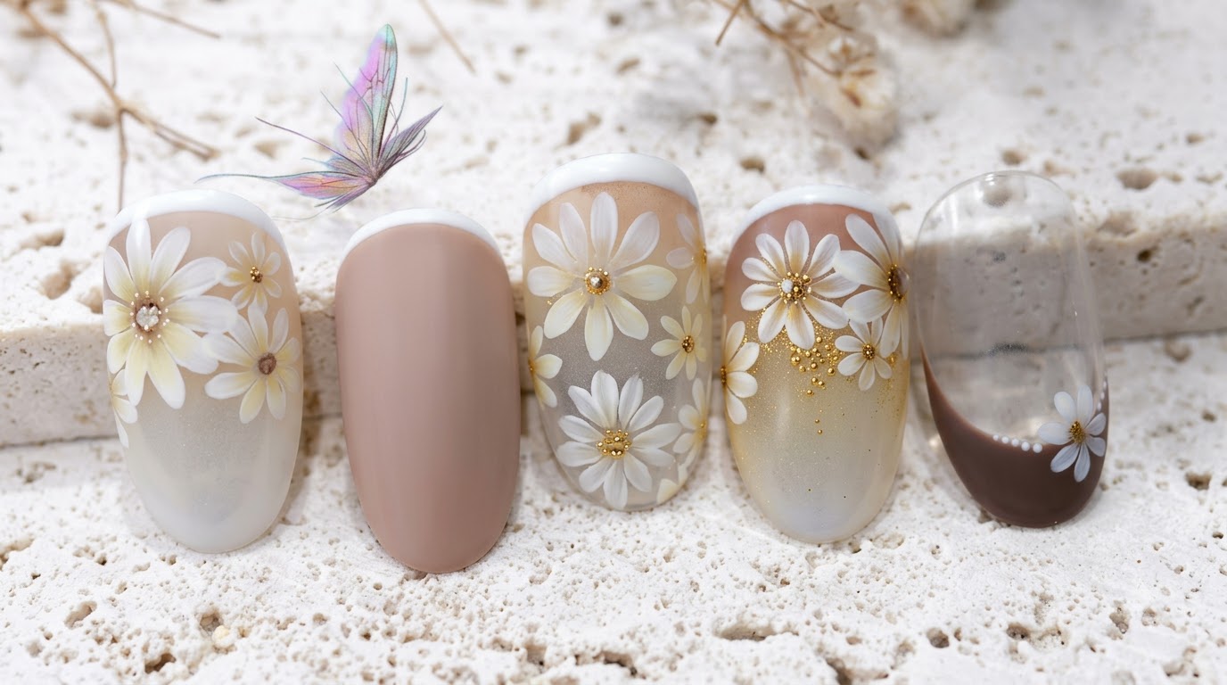 Delicate Daisy Floral Painting Nails — Step-by-Step Tutorial