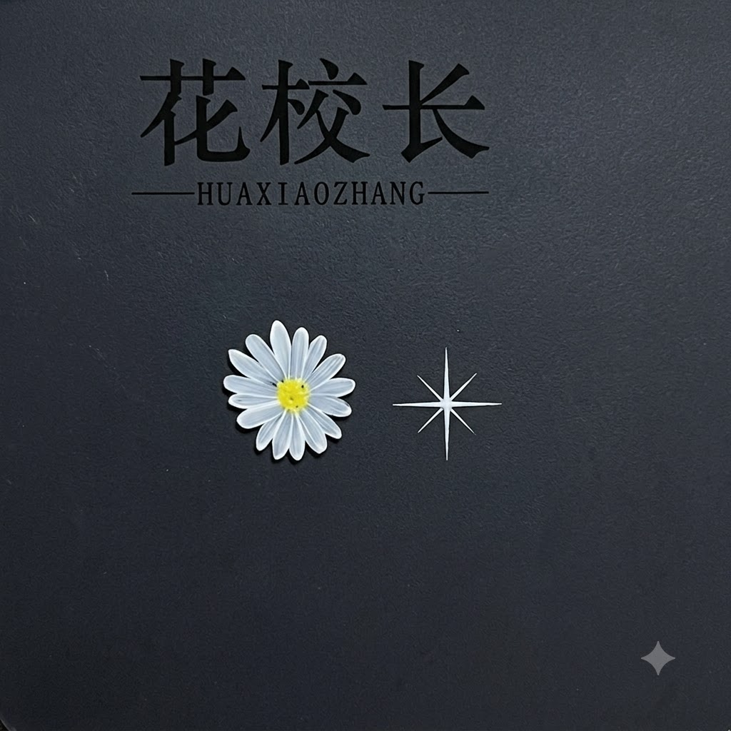 A single white petal painted on a dark surface, pointing toward a central intersection.