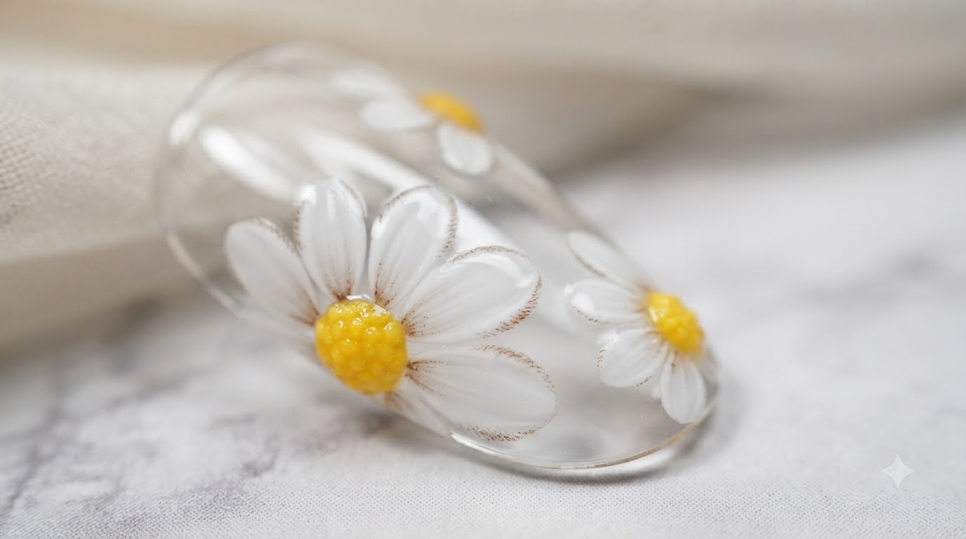 Cute 3D Daisy Floral Nail Art — Step-by-Step Gel Tutorial
