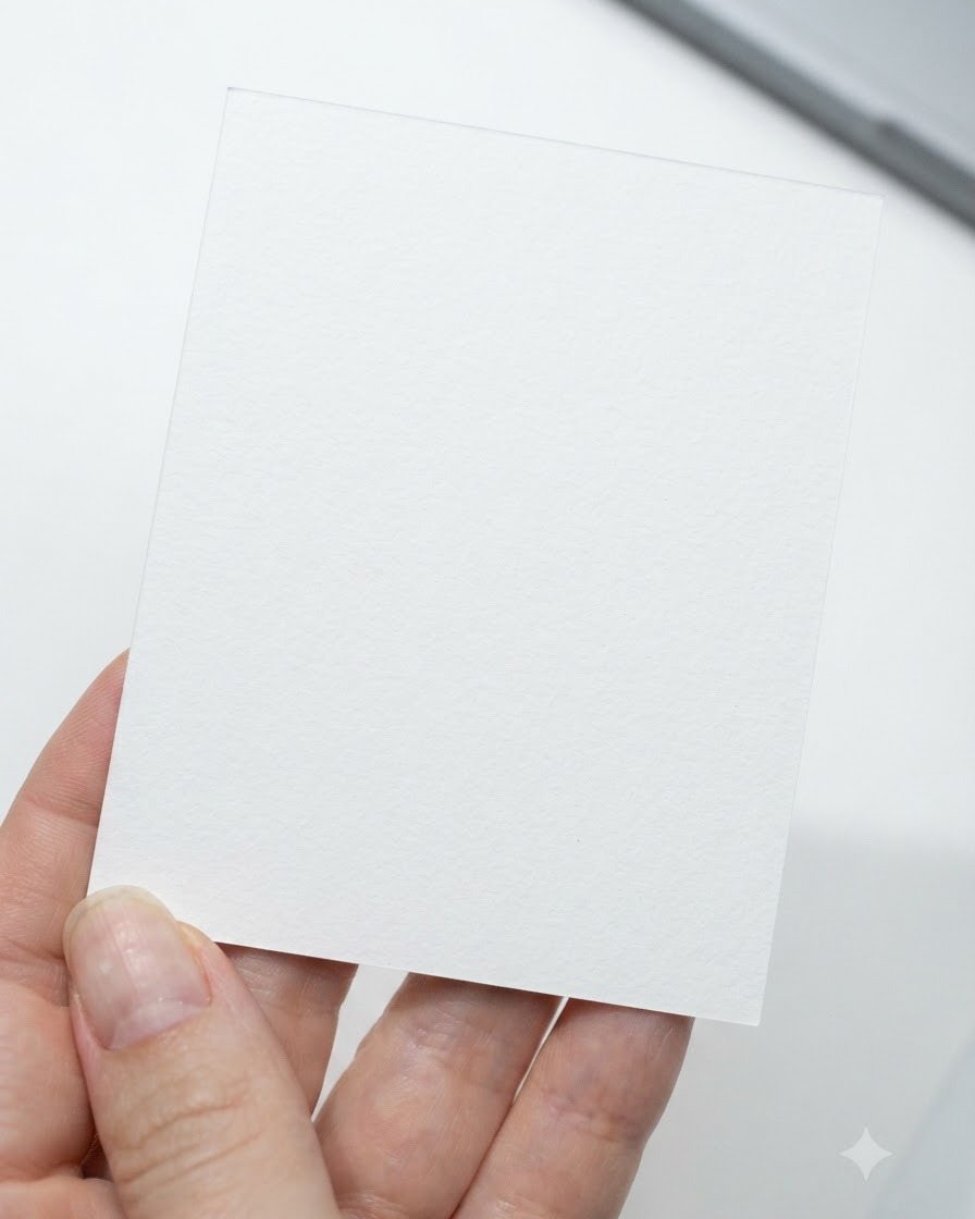 A nail brush coating the surface of a blank white artificial nail square with clear base gel.