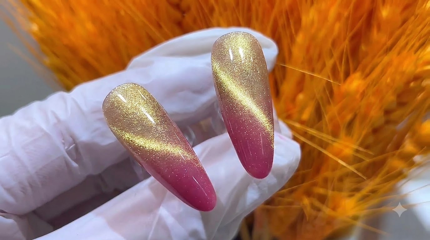 Sunset Rose Cat-Eye Ombre Nails — Step-by-Step Tutorial