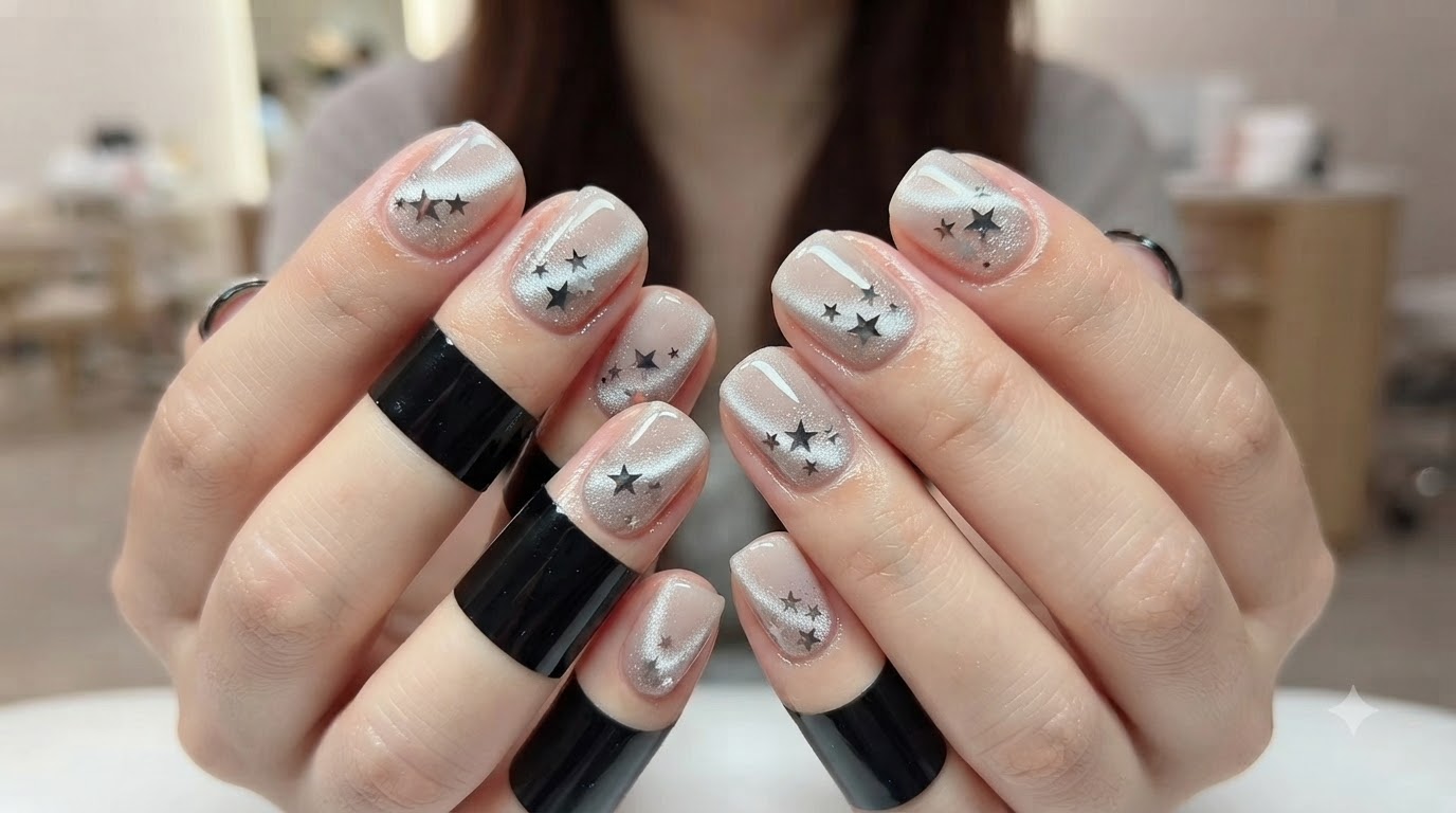 Crushed Diamond Star Cat Eye Nails — Step-by-Step Tutorial