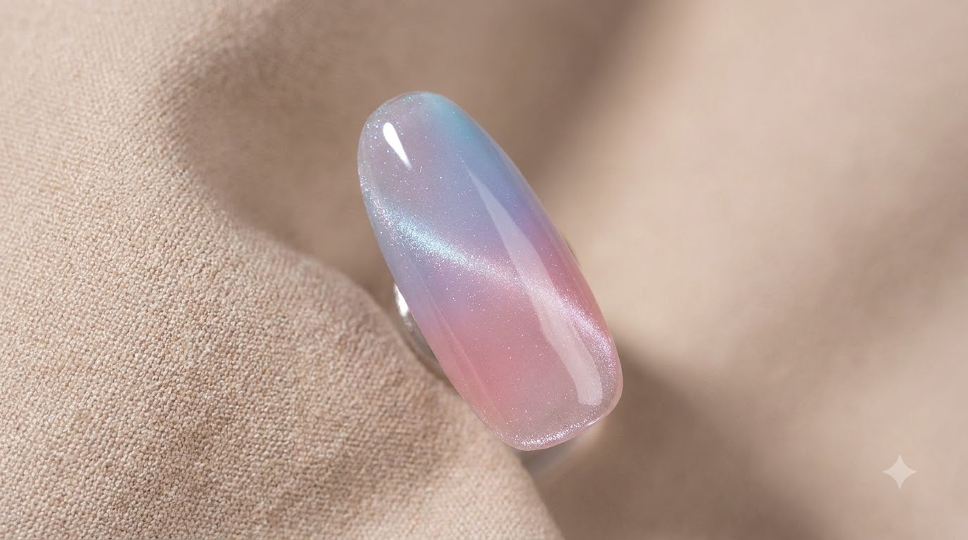Pink and Blue Gradient Cat Eye Nails — Beginner Step-by-Step Tutorial