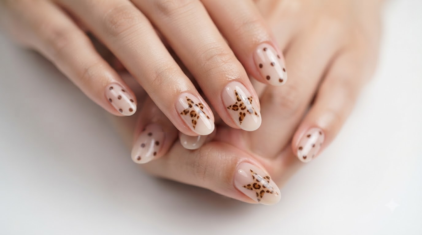 Polka Dot and Star Leopard Print Nail Art — Step-by-Step Tutorial