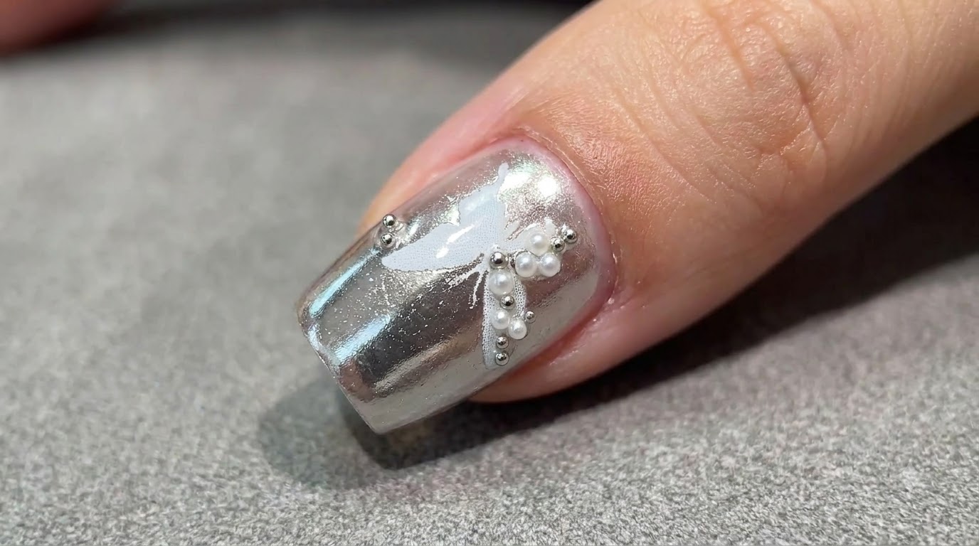 Silver Chrome Butterfly Nail Art — Step-by-Step Tutorial