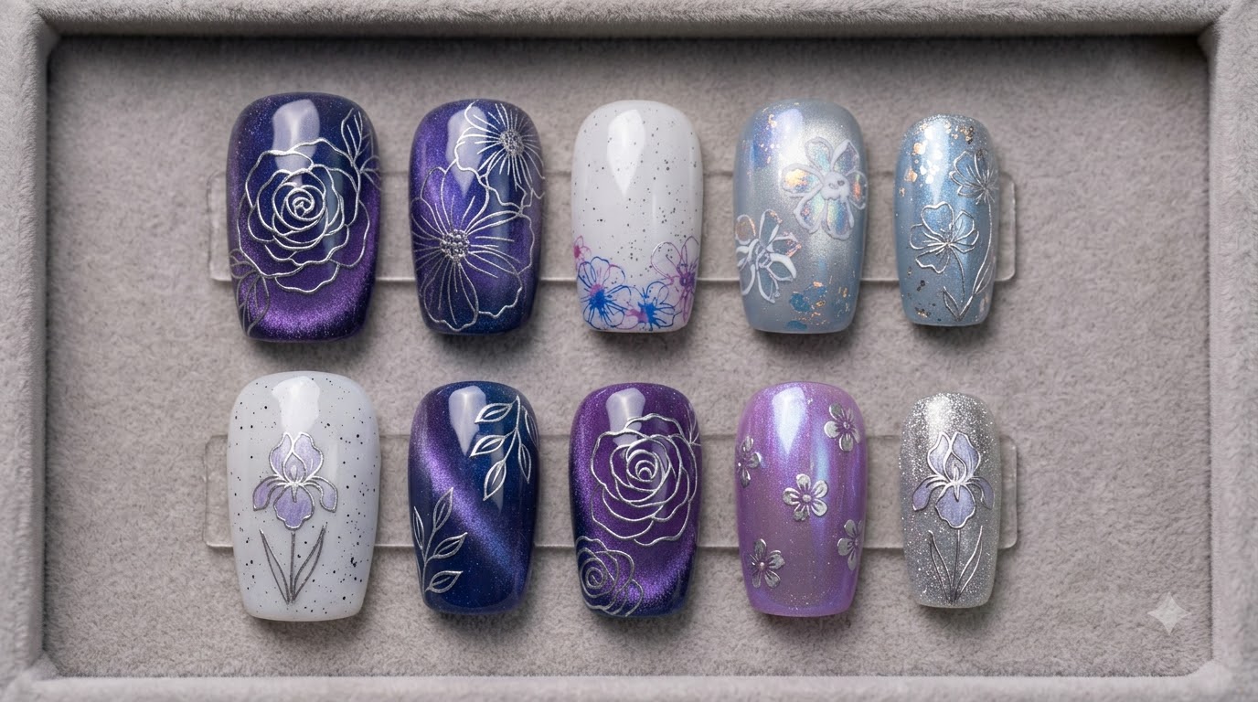 Spring Blue-Purple and Pink-Purple CP Manicure — Step-by-Step Press-On Nail Tutorial