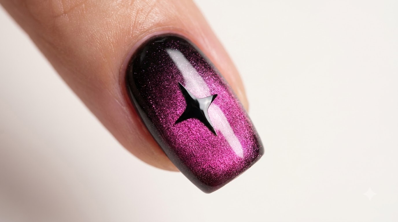 Black and Pink Gradient Cat Eye Nails — Sweet & Cool Step-by-Step Tutorial