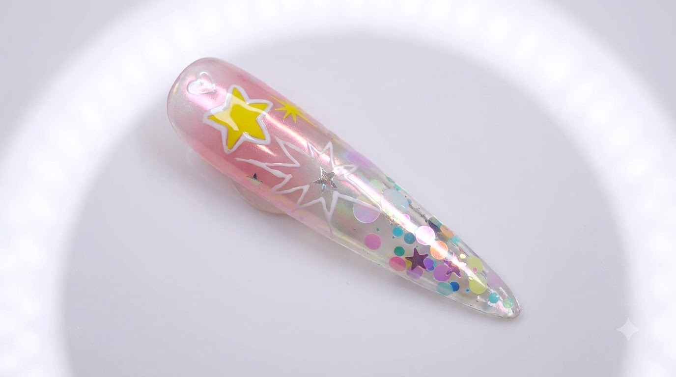 Aurora Explosion Star Stiletto Nails — Step-by-Step Tutorial
