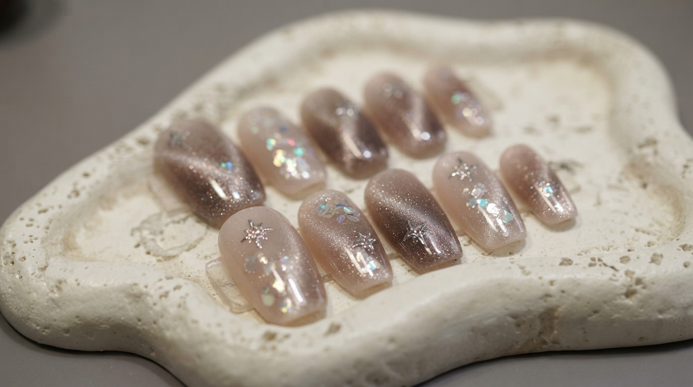 Dreamy Bubble Star Cat Eye Nails — Step-by-Step Tutorial