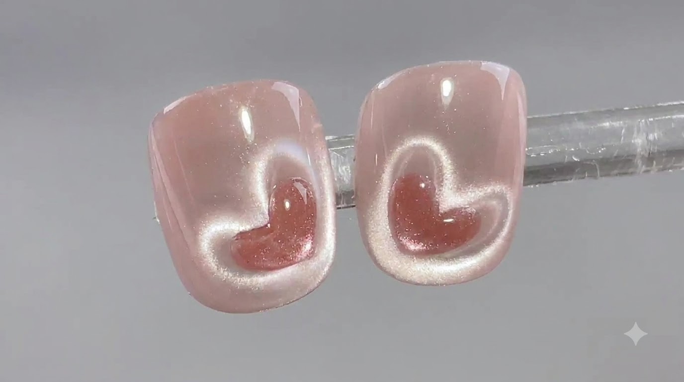 Pink Heart Cat Eye Nails — Step-by-Step Magnetic Nail Art Tutorial