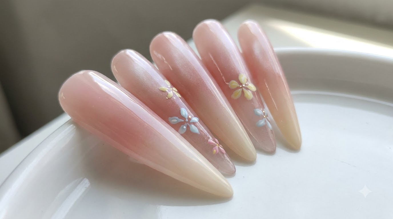 Spring Creamy Yellow Floral Nail Art — Step-by-Step Tutorial