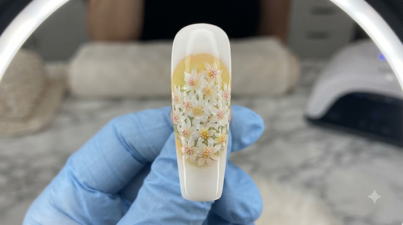 Daisy Field Hand-Painted Nail Art — Step-by-Step Tutorial