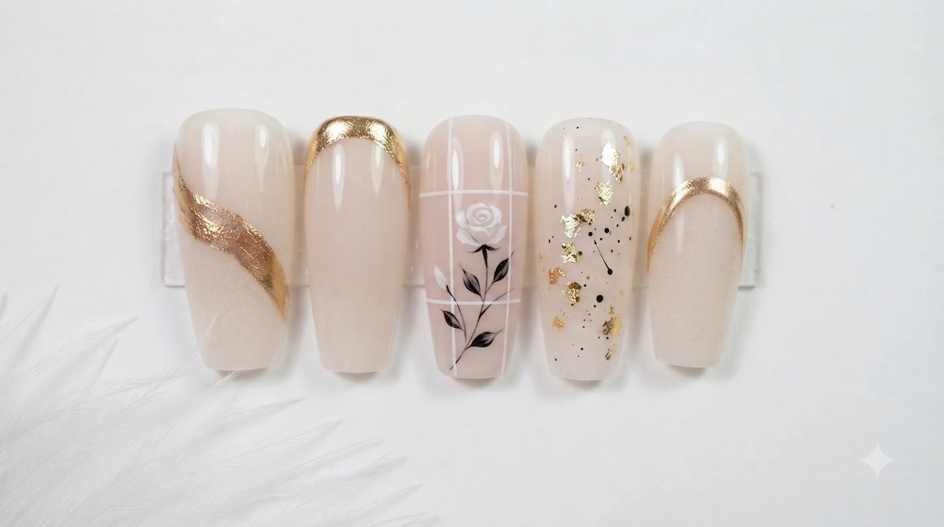 White Rose Nail Art with Spider Gel Accents — Step-by-Step Tutorial
