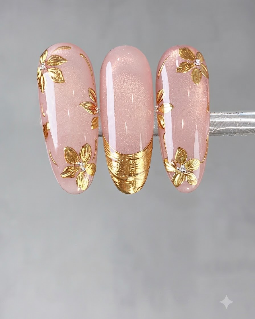 A magnetic stick moving side-to-side over a wet gel nail to create a wide magnetic effect.
