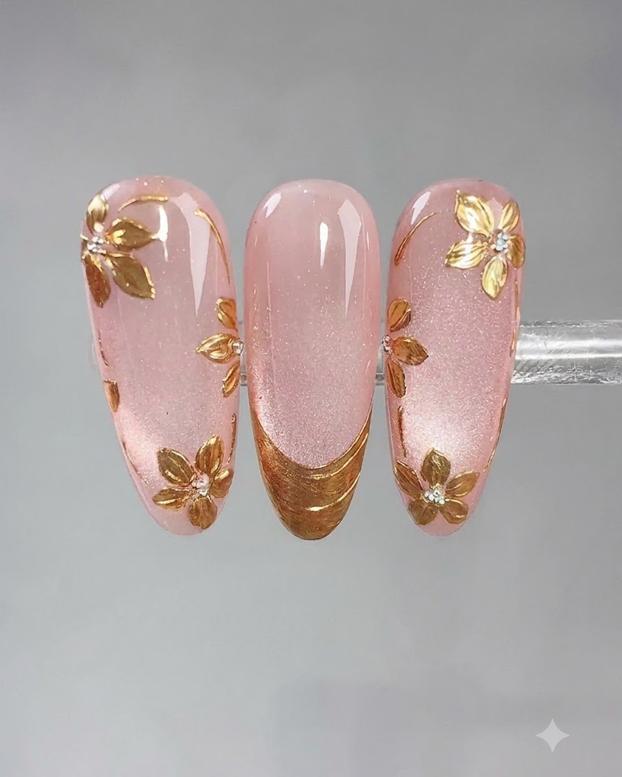 A brush applying a peel-off top coat layer over the magnetic gel design.