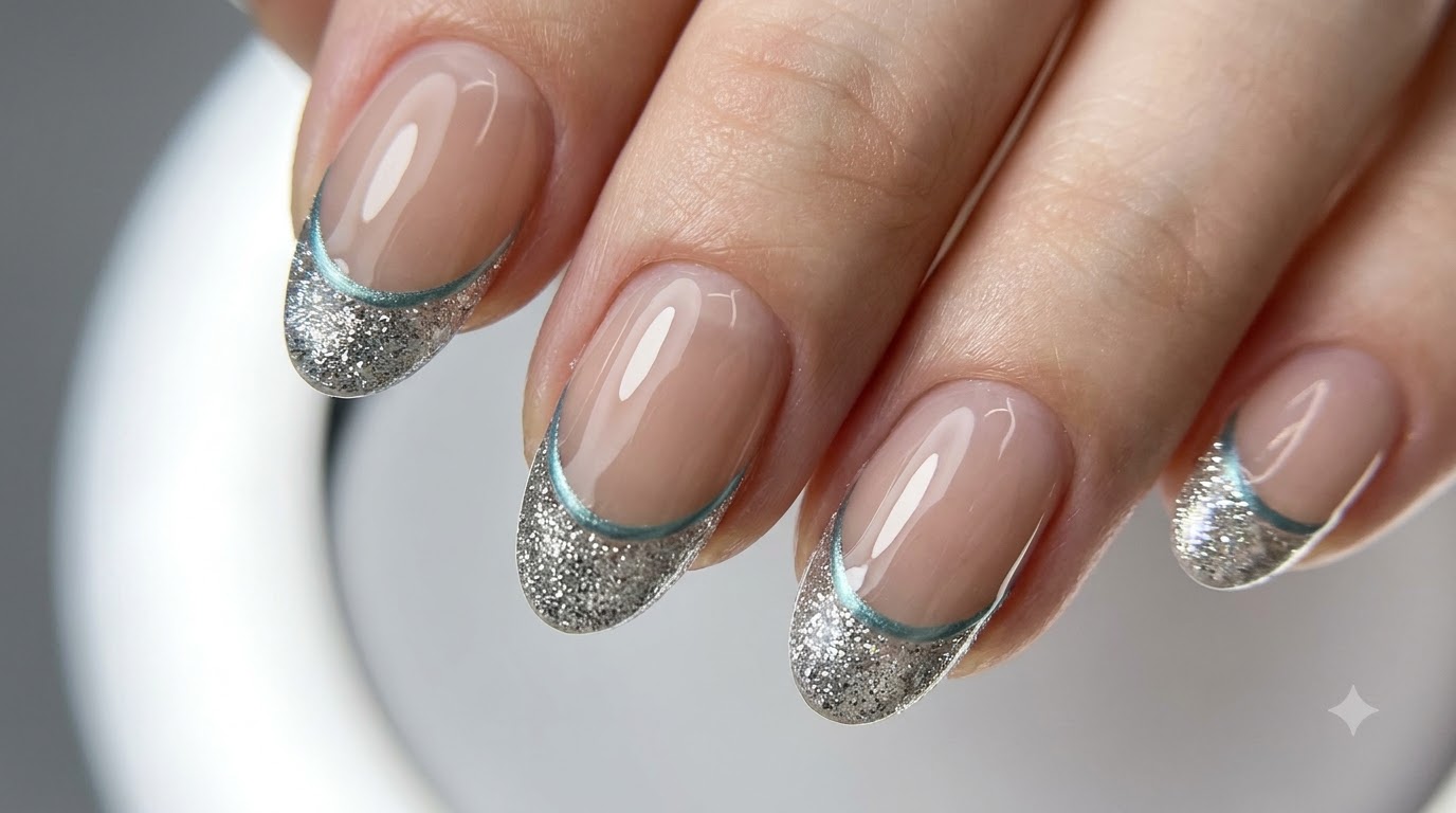 Y3K Tech Silver Glitter French Nails — Step-by-Step Tutorial
