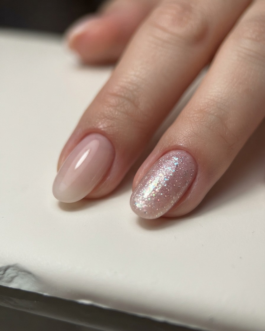 A close-up of fingernails curing inside a professional UV/LED nail lamp.