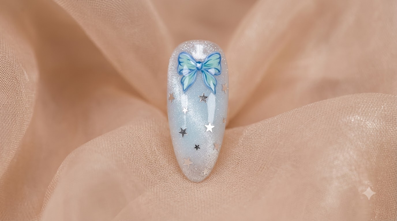 Blue Butterfly Press-on Nail Art — Step-by-Step Tutorial