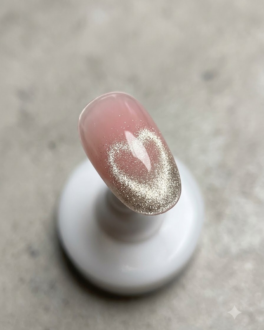 A close-up of a nail showing a crisp light pink line painted across the smile line using a thin liner brush.