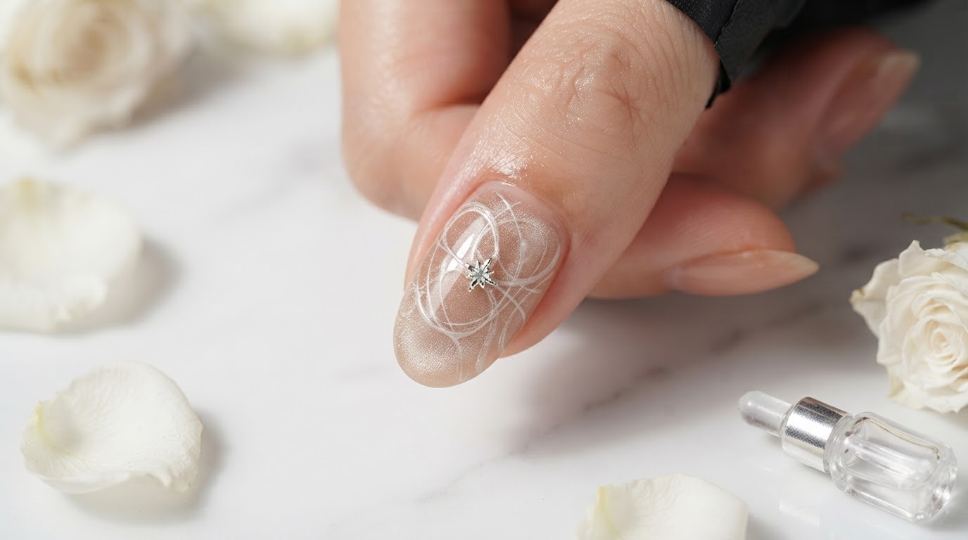 Starry Cat Eye and Glitter Gradient Nail Art — Step-by-Step Tutorial