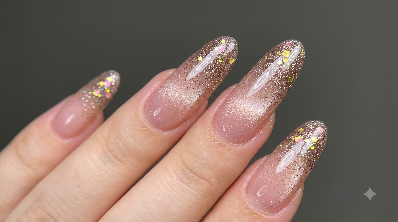 Sparkly Glitter Ombre Cat-Eye Gel Nails — Step-by-Step Tutorial