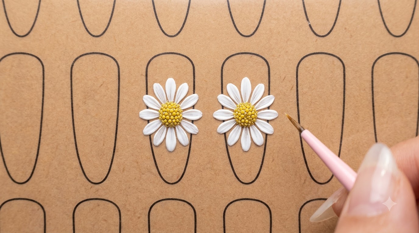 Simple Daisy Gel Nail Art — Easy Step-by-Step Tutorial