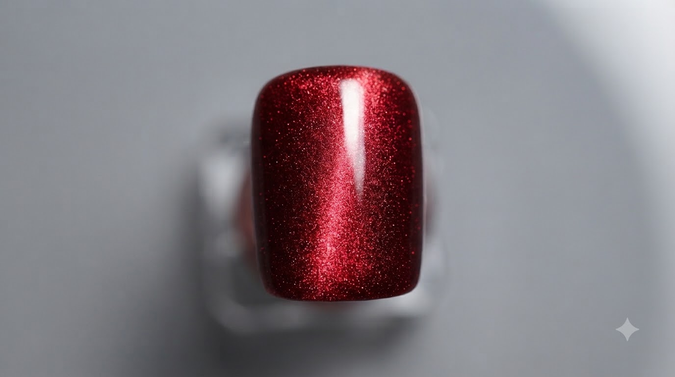 Soft Misty Rose New Year Red Cat Eye Nails — Stamped Floral Tutorial