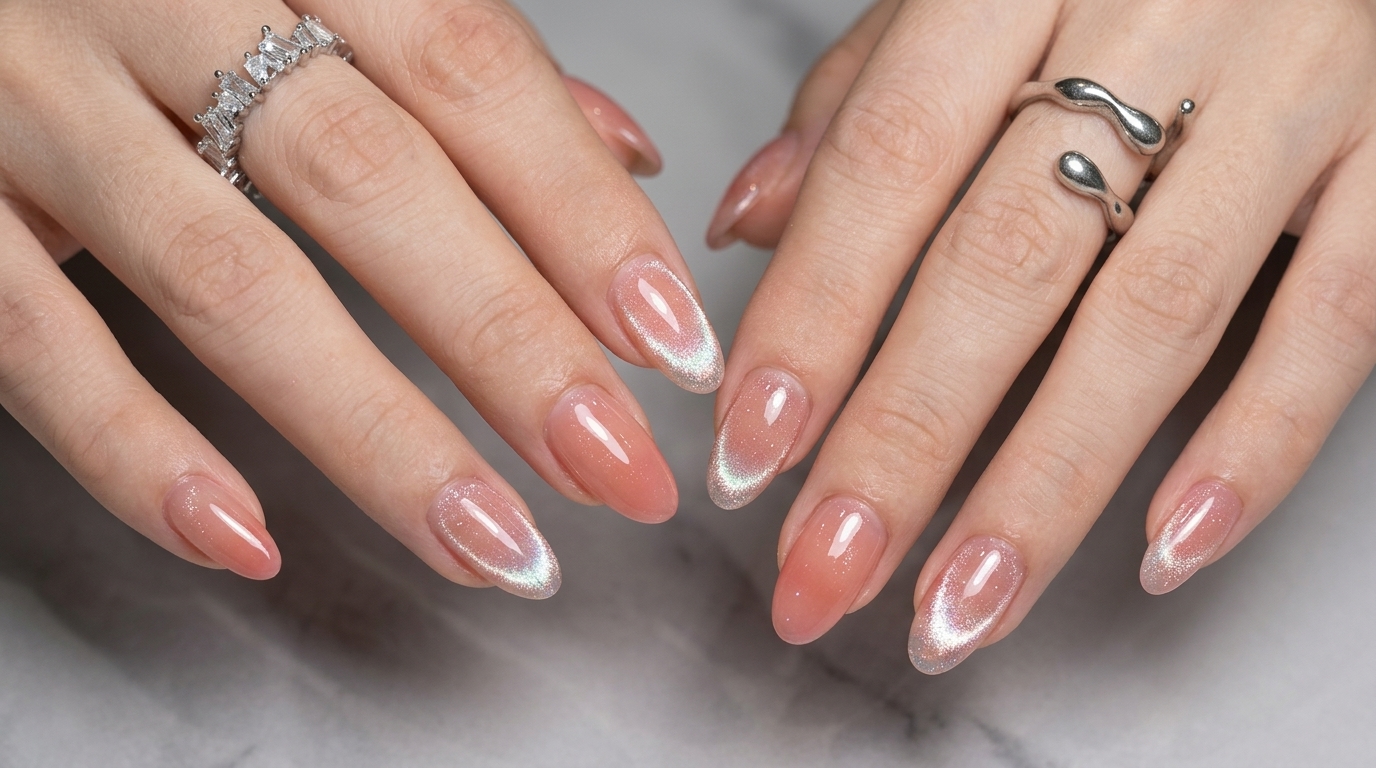 Peach Gradient and Magnetic Cat-Eye Gel Nails — Step-by-Step Tutorial