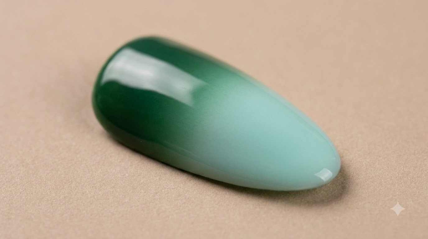 Blue-Green Left-Right Gradient Nail Art — Step-by-Step Tutorial