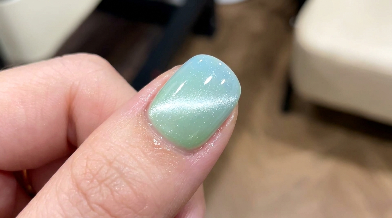 Fresh Blue-Green Gradient Aurora Cat-Eye Nails — Step-by-Step Tutorial
