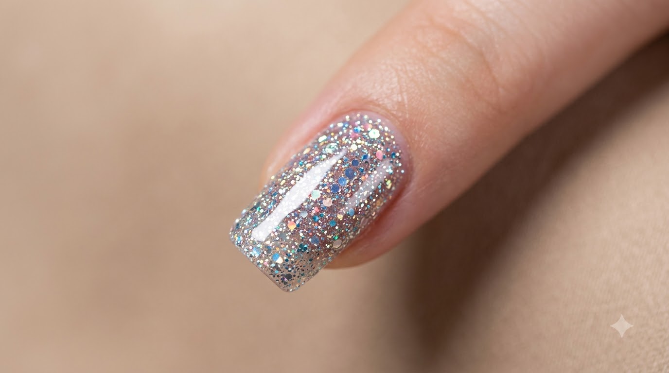 Blue and Green Solid Gel Ombre and Glitter Accent Nail Tutorial