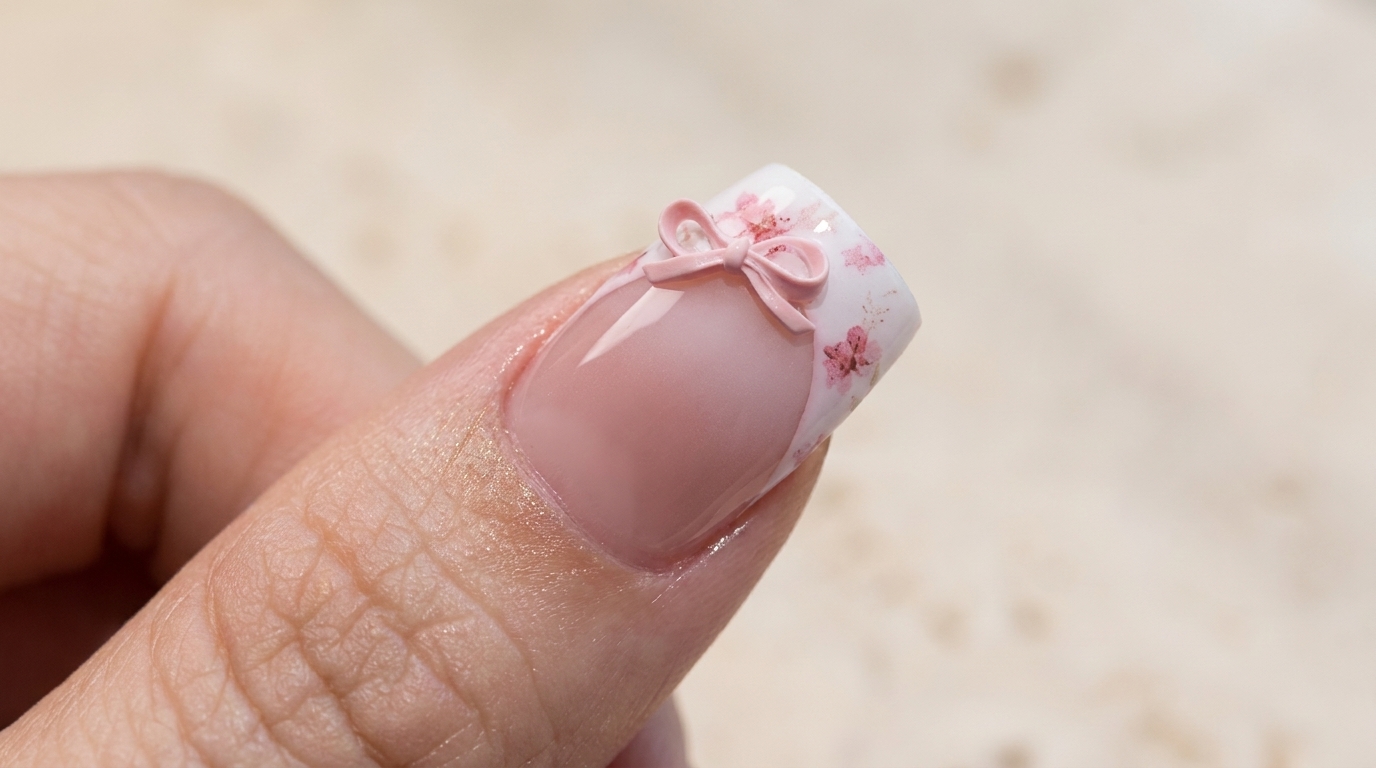 Floral Bow French Manicure — Step-by-Step Gel Nail Art Tutorial