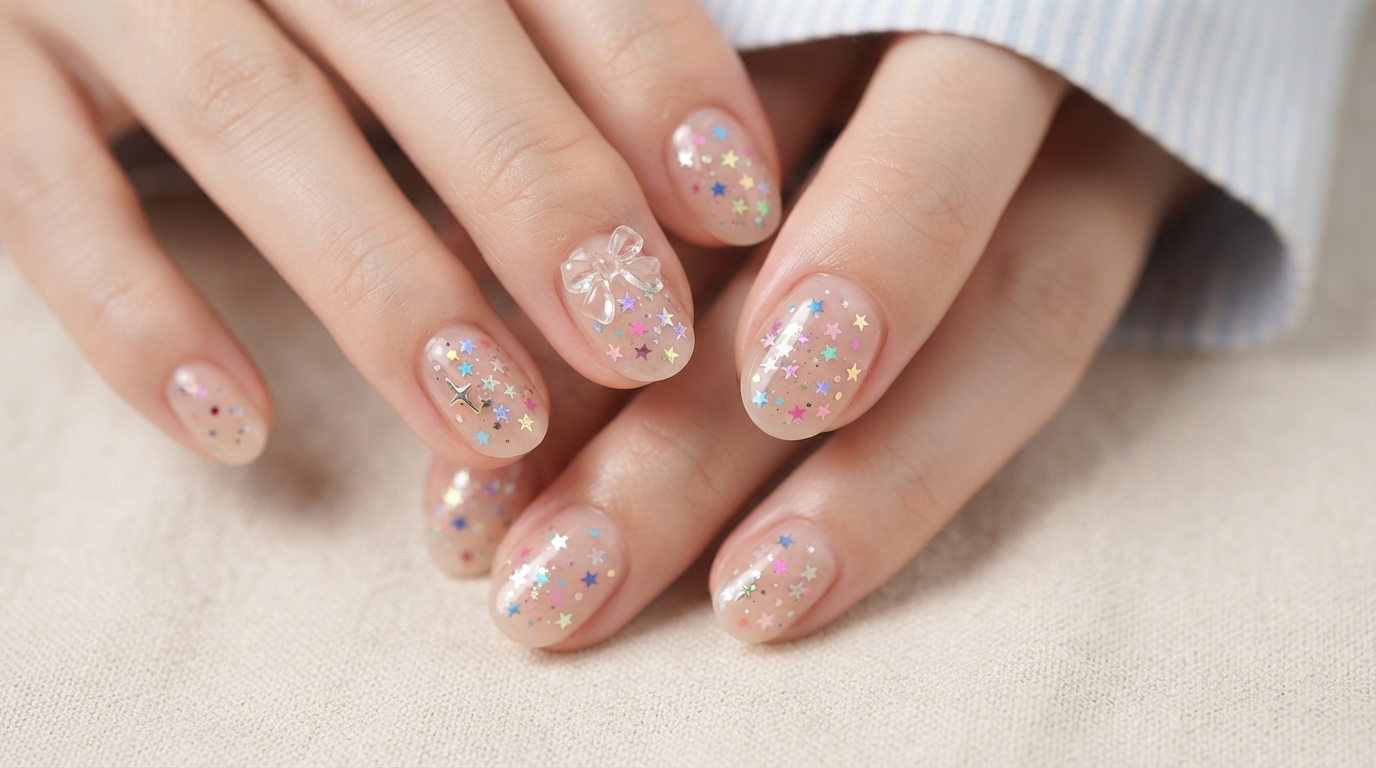 Glitter Star Confetti Accent Nail Application — Easy Step-by-Step Tutorial