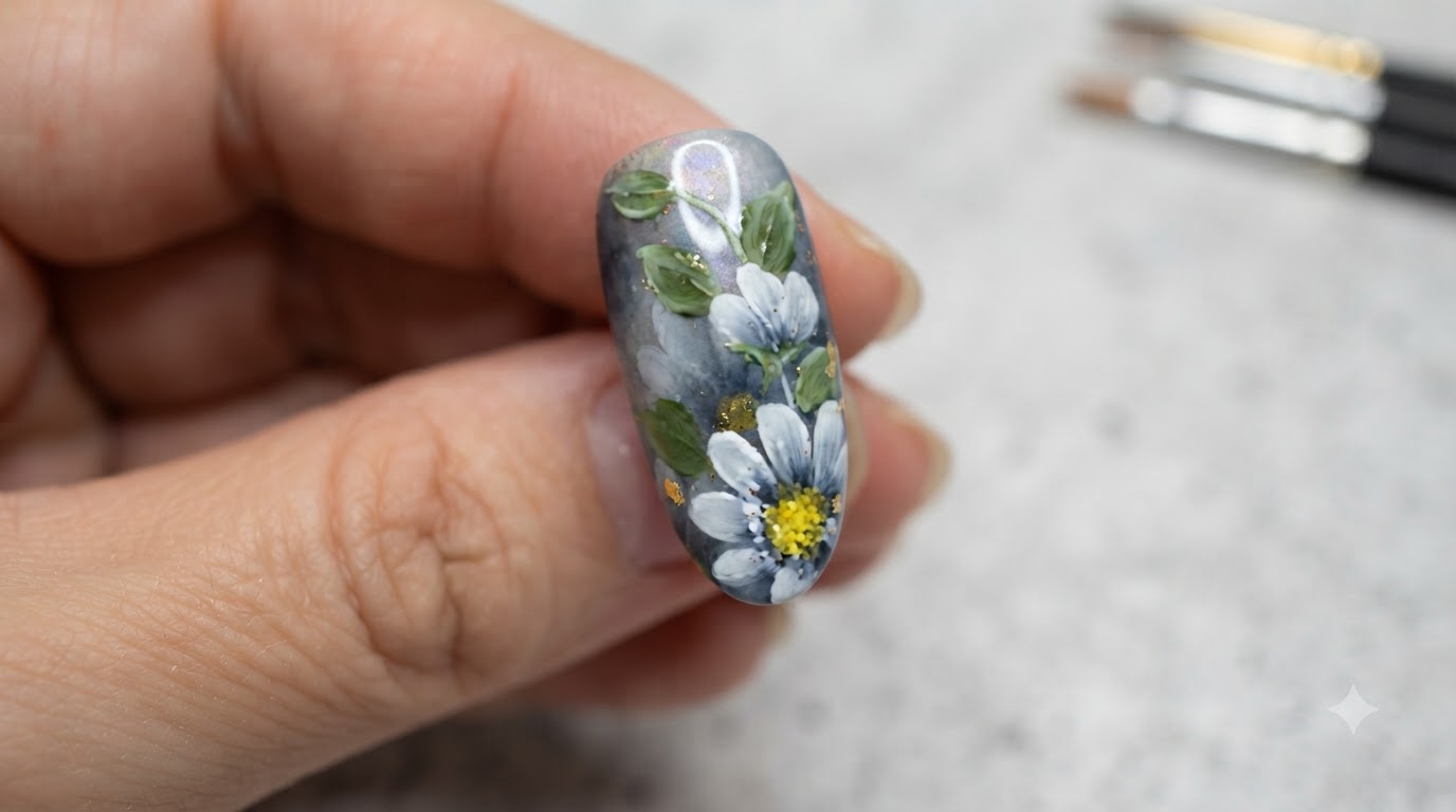 Nordic Style Daisy Gel Nails Part 2 — Step-by-Step Tutorial