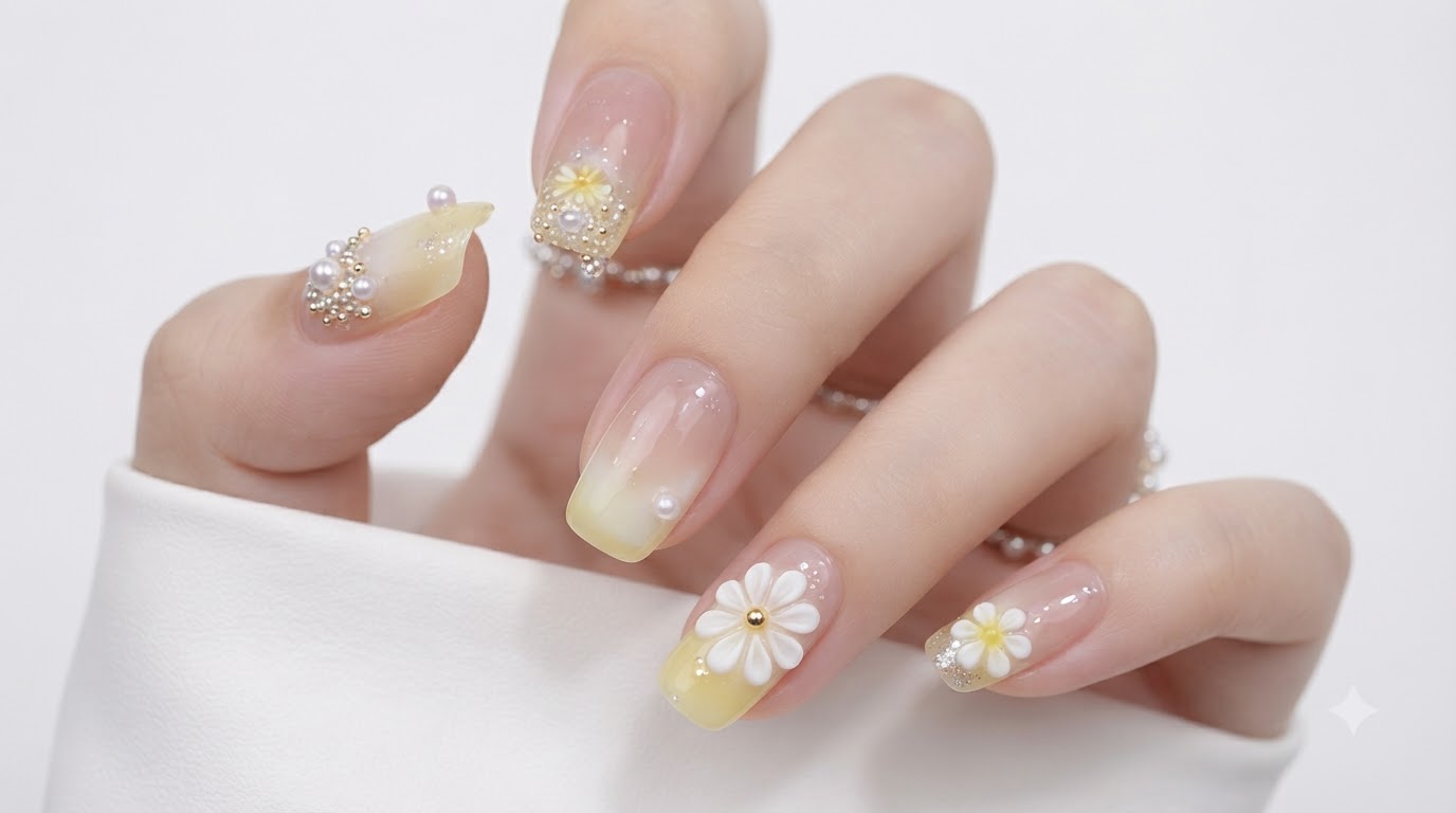 Summer Vitality Yellow and White Nail Art — Step-by-Step Tutorial