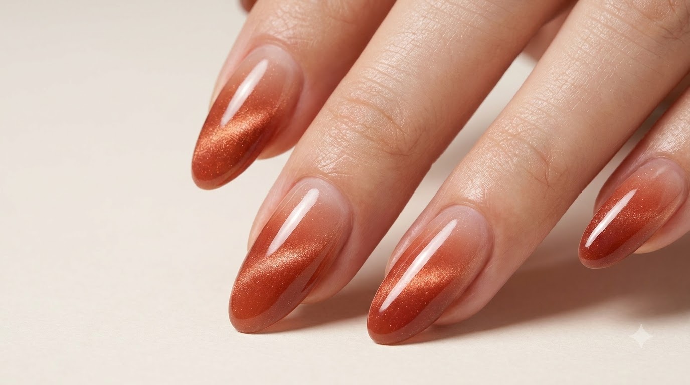 Autumn and Winter Gentle Fair-Skin Cat Eye Gradient Nail Art Tutorial