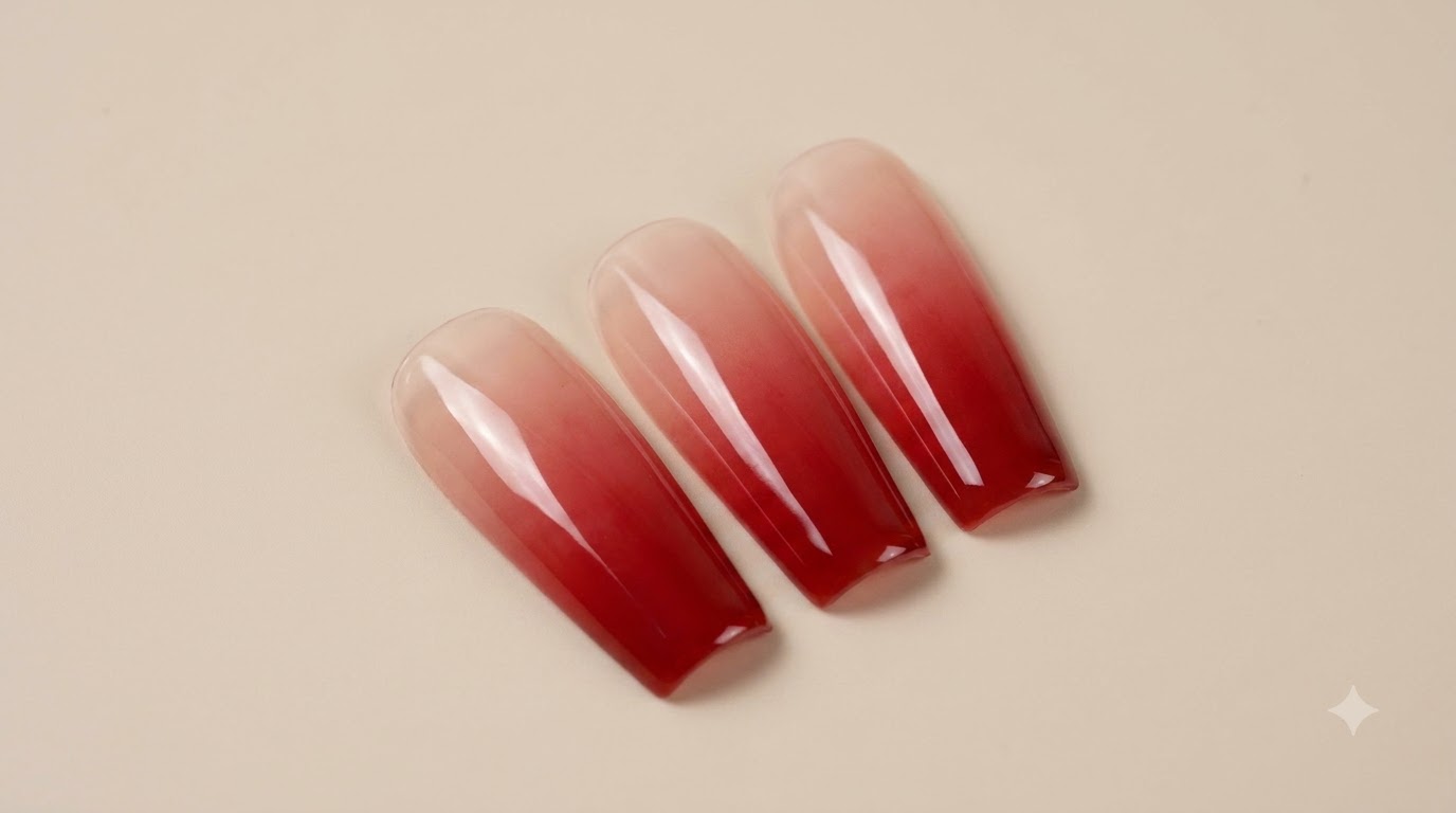 Blood-Red Ombre and Blush Gradient Nails — Step-by-Step Tutorial