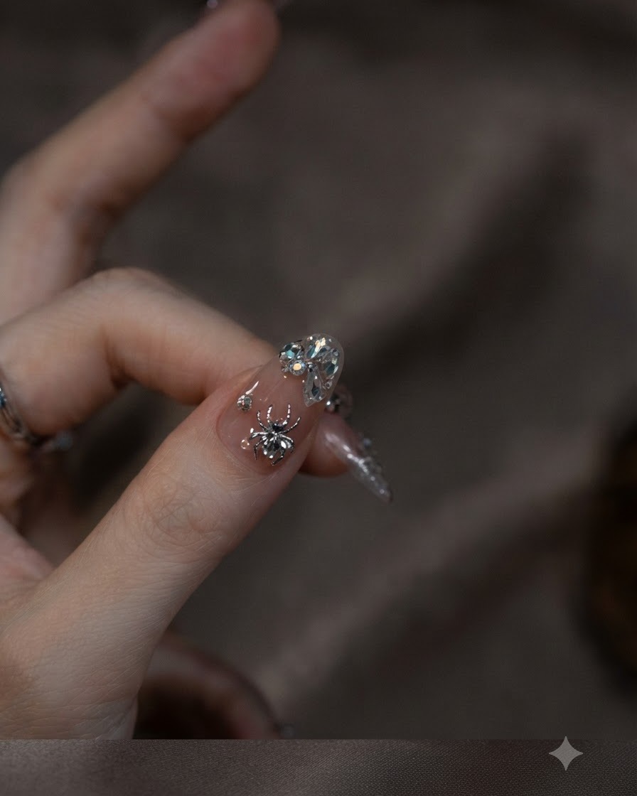 Fingers subtly moving under studio lighting to highlight the glossy, flawless finish of a finished gel manicure.