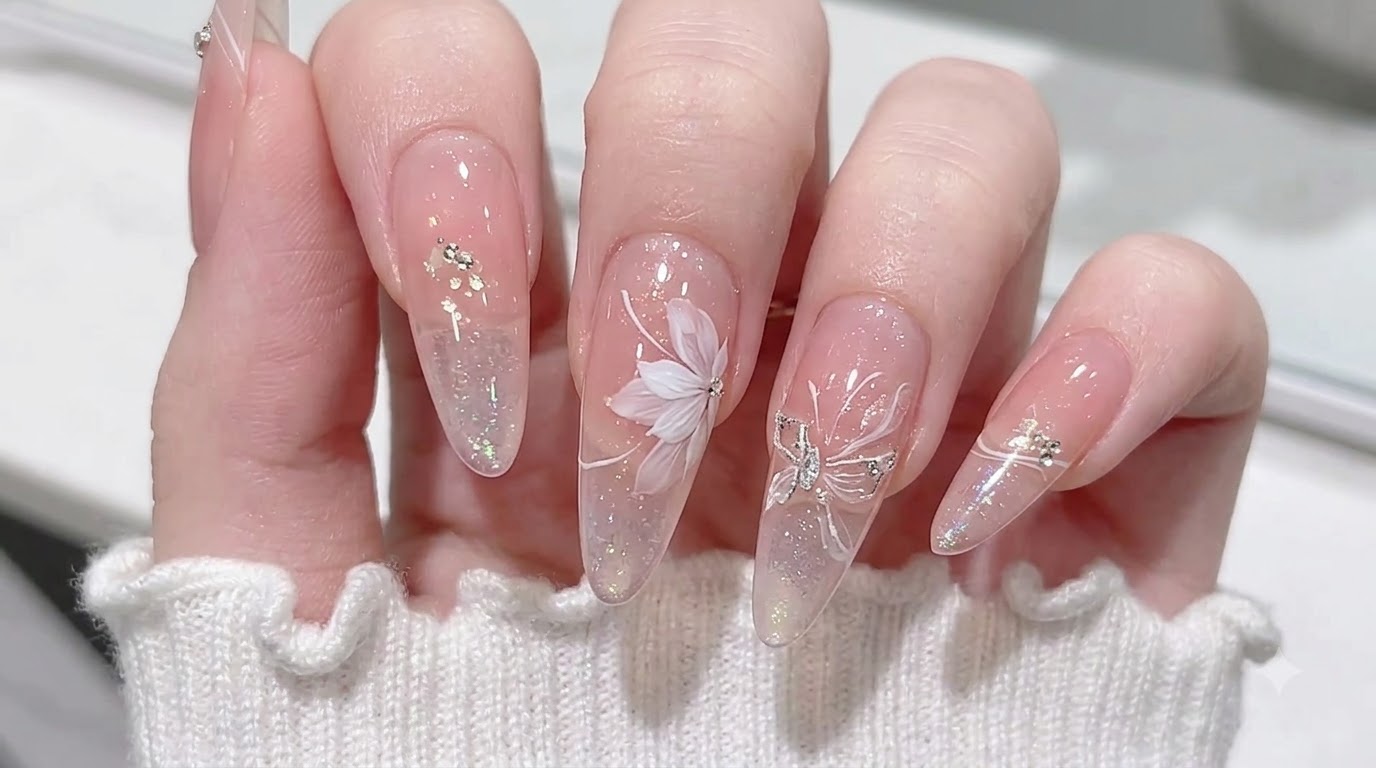 Sunset Aurora Gradient Floral Nail Art — Step-by-Step Tutorial