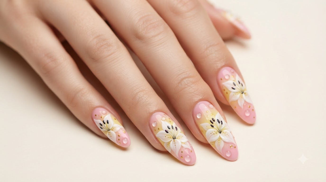 Teacher Lian Style 3D Lily Flower Gradient Nail Art — Step-by-Step Tutorial