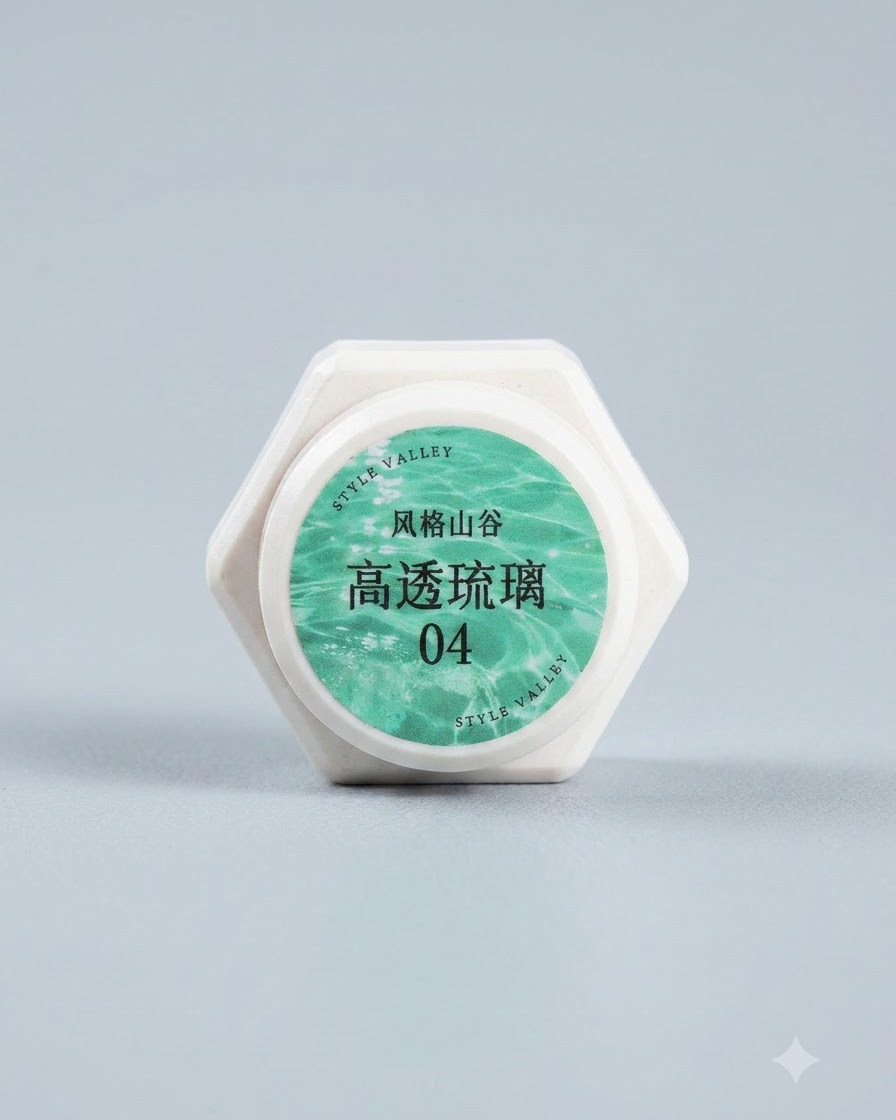 A product jar labeled with green graphics and Chinese text alongside the number 04.