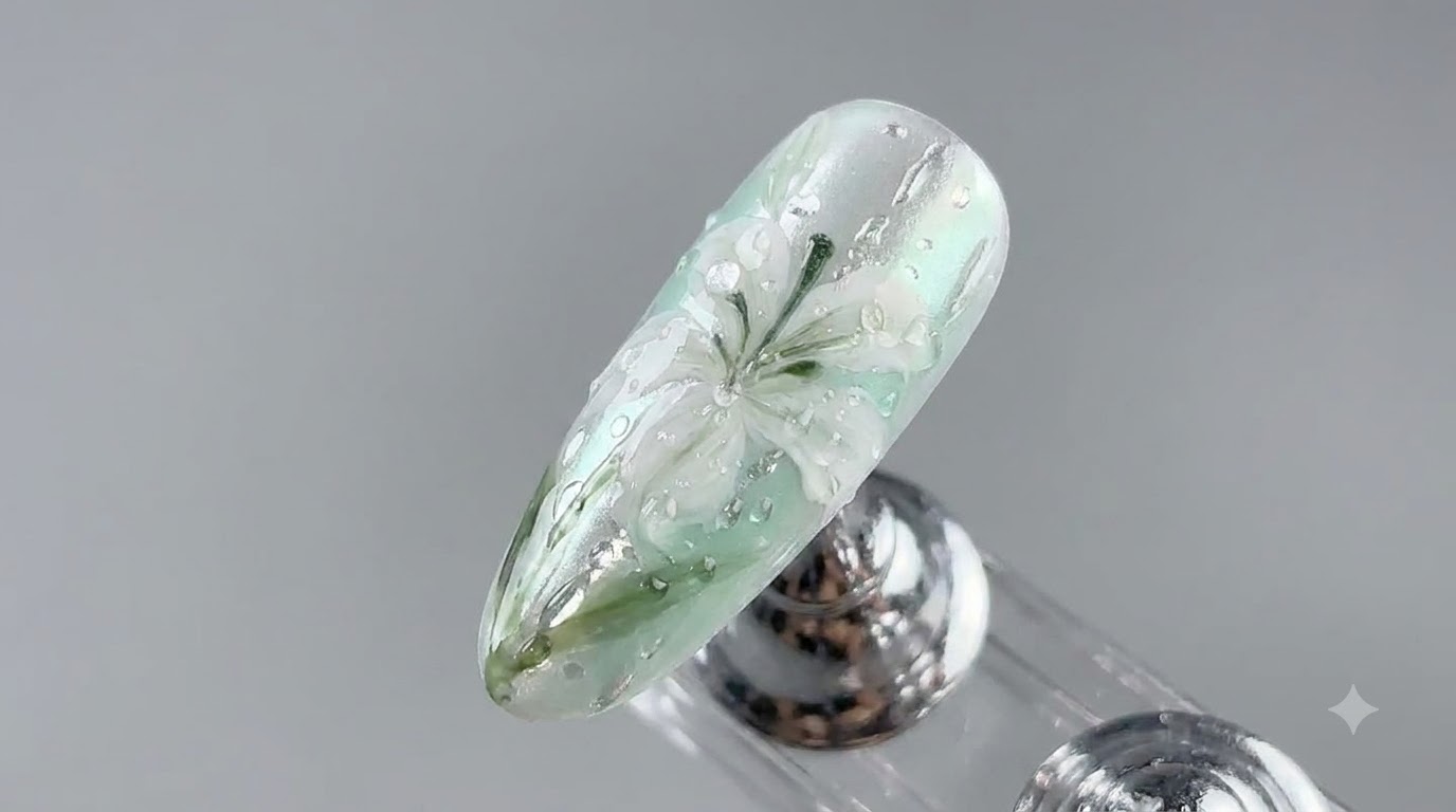 Summer Rainy Mist Lily Nail Art — Step-by-Step Gel Tutorial